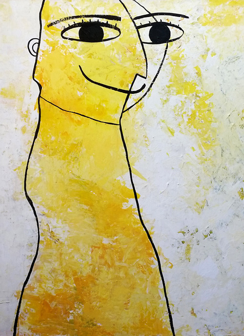 Man in yellow | Large size painting acrylic on canvas